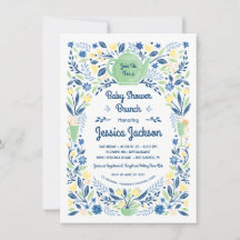 Bevallige baby shower brunch uitnodiging groen