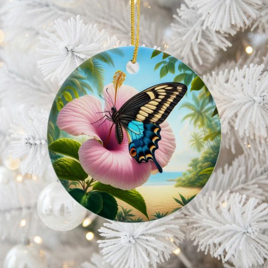 Bevallige Bahamaanse Pageslinder Vlinder Aandenken Keramisch Ornament