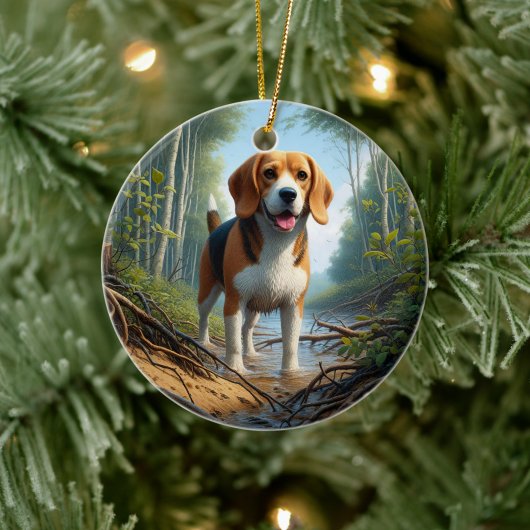 Bevallige Beagle Aandenken Keramisch Ornament