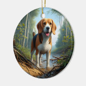 Bevallige Beagle Aandenken Keramisch Ornament (Links)