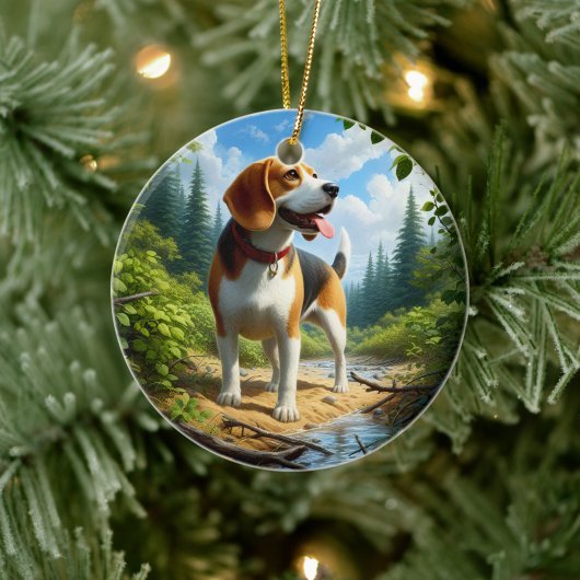 Bevallige Beagle-herinnering Keramisch Ornament
