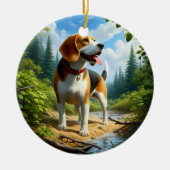 Bevallige Beagle-herinnering Keramisch Ornament (Voorkant)