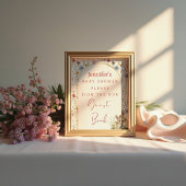 Bevallige Beige Wilde Bloem Konijn Gastboek Poster