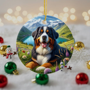 Bevallige Bernese Berghond Aandenken Keramisch Ornament
