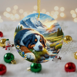 Bevallige Bernese Berghond Aandenken Keramisch Ornament