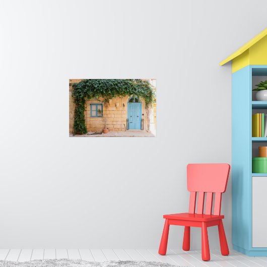 Bevallige Blauwe Deur van Birgu Poster (Kinderkamer 1)