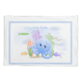Bevallige Blauwe Octopus Standaard Kussensloop Set (Achterkant-Links)