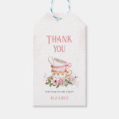 Bevallige bloemige theekopjes cadeaulabel (Voorkant)