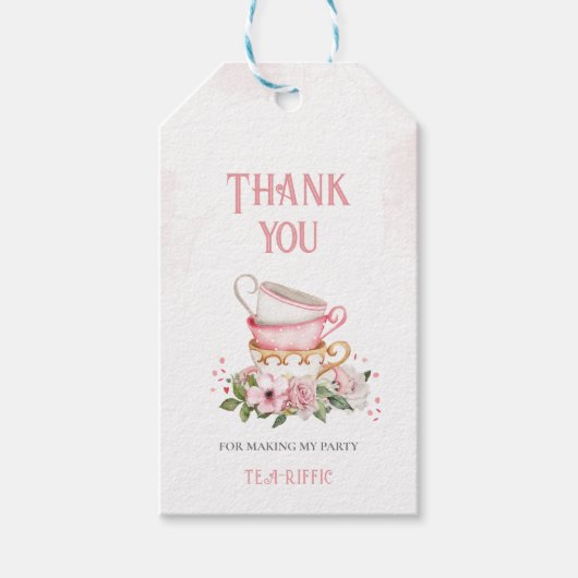 Bevallige Bloemige Theekopjes Cadeaulabel (Voorkant)