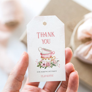 Bevallige Bloemige Theekopjes Cadeaulabel