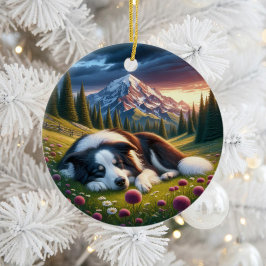 Bevallige Border Collie Hond Aandenken Keramisch Ornament
