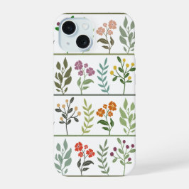 Bevallige botanische streep bloemistuin kunst iPhone 15 case