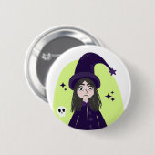 Bevallige Boze Schattige Heks Ronde Button 5,7 Cm (Voorkant /achterkant)