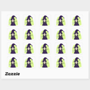 Bevallige Boze Schattige Heks Vierkante Sticker