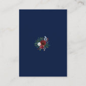 Bevallige Burgundy Bloem Navy Bruiloft Details Informatiekaartje (Achterkant)