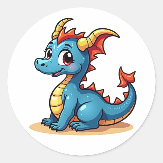 Bevallige Cartoon Draak Sticker (Voorkant)