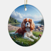 Bevallige Cavalier King Charles Spaniel Aandenken Keramisch Ornament (Links)