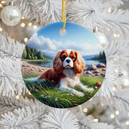 Bevallige Cavalier King Charles Spaniel Aandenken Keramisch Ornament