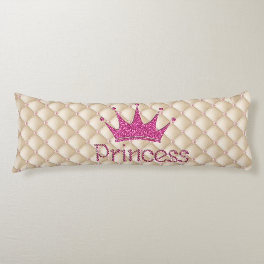 Bevallige Chic Parels, Tiara, Prinses, Glitterig Lichaamskussen (Voorkant)