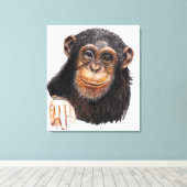 Bevallige Chimpansee Canvas Afdruk (Insitu (Houten vloer))