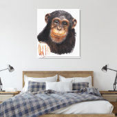 Bevallige Chimpansee Canvas Afdruk (Insitu (Slaapkamer))