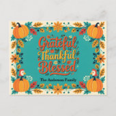 Bevallige Dankbare Gezegende Folk Art Briefkaart (Voorkant)
