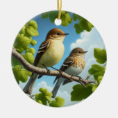 Bevallige Elzen Vliegenvanger Vogel Aandenken Keramisch Ornament (Voorkant)
