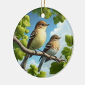 Bevallige Elzen Vliegenvanger Vogel Aandenken Keramisch Ornament (Links)