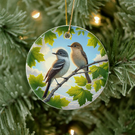 Bevallige Elzen Vliegenvanger Vogel Aandenken Keramisch Ornament