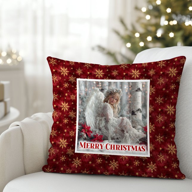 Bevallige engel rood goud kinderkamer decor beste  kussen (Charming Angel Red Gold Kids Room Decor Best Christmas Pillow

)