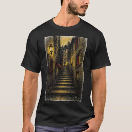 Bevallige Europese Steegschets Muurkunst T-shirt