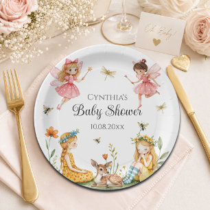 Bevallige Feeën Bosdieren Baby Shower Papieren Bordje
