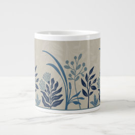 Bevallige Folk Botanische Blauwe Tuin Kunstkaart Grote Koffiekop