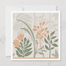 Bevallige Folk Botanische Groene en Oranje Kunstka