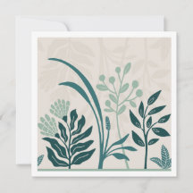 Bevallige Folk Botanische Teal Tuin Kunstkaart