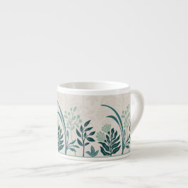 Bevallige Folk Botanische Teal Tuinkunst Espresso Kop