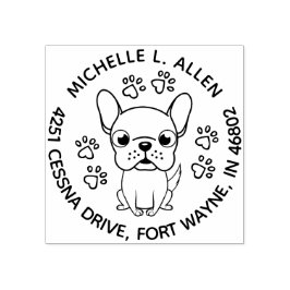 Bevallige Franse Bulldog Ronde Retouradresstempel Rubberstempel