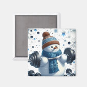 Bevallige Gewichtheffer Sneeuwman Magneet (Voorkant / Achterkant)