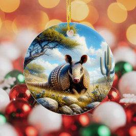 Bevallige gordeldier souvenir keramisch ornament