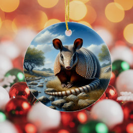 Bevallige gordeldier souvenir keramisch ornament