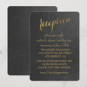 Bevallige Goud Folie Zwarte Trouwreceptie Kaart (Voorkant / Achterkant)