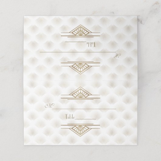 Bevallige Goud Great Gatsby Art Deco Jaren 20 Trou Plaatskaartje (Buitenkant ongevouwen)
