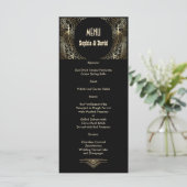 Bevallige Gouden Art Deco Pauwen Huwelijksmenu Menu (Staand voorkant)