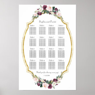 Bevallige Gouden Bourgogne Blush Bloemstuk Stoelen Poster