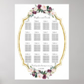 Bevallige Gouden Burgundy Blush Bloemstuk Stoelenp Poster (Voorkant)