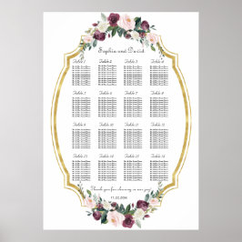 Bevallige Gouden Burgundy Blush Bloemstuk Stoelenp Poster