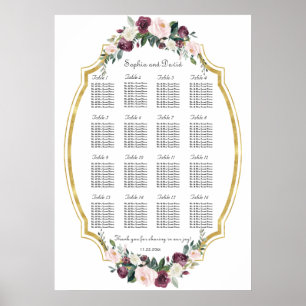 Bevallige Gouden Burgundy Blush Bloemstuk Stoelenp Poster