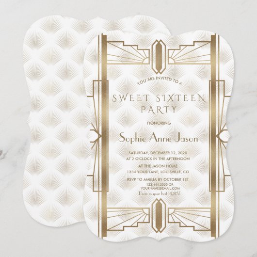 Bevallige Gouden Great Gatsby Art Deco 1920 Jaren Kaart (Voorkant / Achterkant)