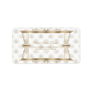 Bevallige Gouden Great Gatsby Art Deco 1920 Trouwe Etiket