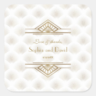 Bevallige Gouden Great Gatsby Art Deco 1920 Trouwe Vierkante Sticker